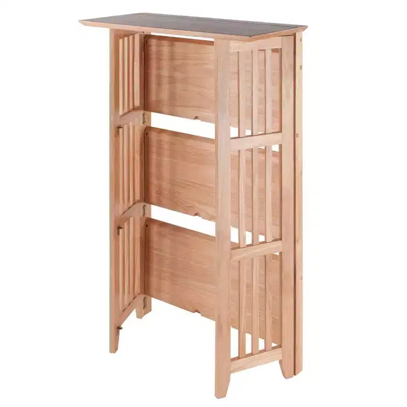 Étagère pliable 4 niveaux 42" naturelle - Winsome : Bois de hêtre, côtés à lattes, rangement pour bureau à domicile
