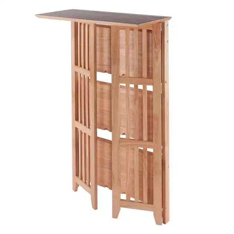 Étagère pliable 4 niveaux 42" naturelle - Winsome : Bois de hêtre, côtés à lattes, rangement pour bureau à domicile