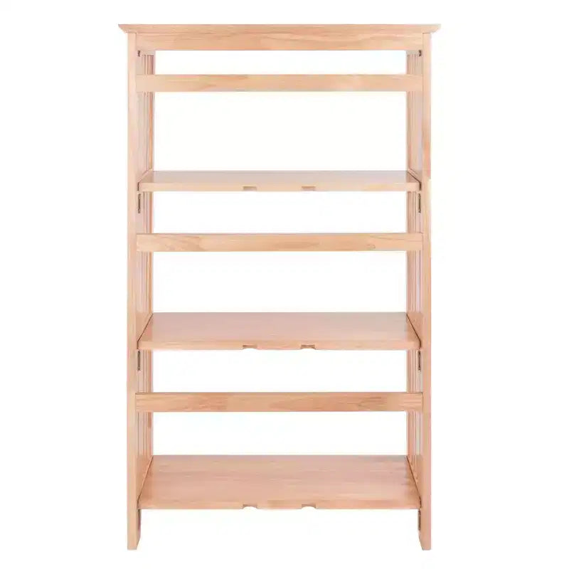 Étagère pliable 4 niveaux 42" naturelle - Winsome : Bois de hêtre, côtés à lattes, rangement pour bureau à domicile