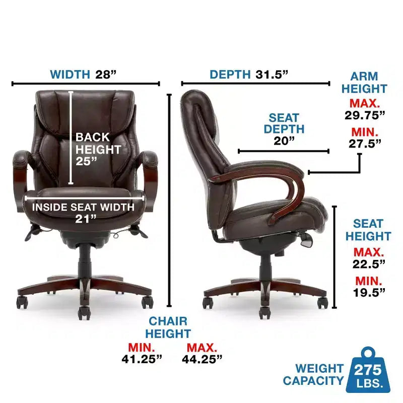 Fauteuil de Direction La-Z-Boy Coffee : Fauteuil inclinable pivotant rembourré, Structure en bois, Hauteur réglable