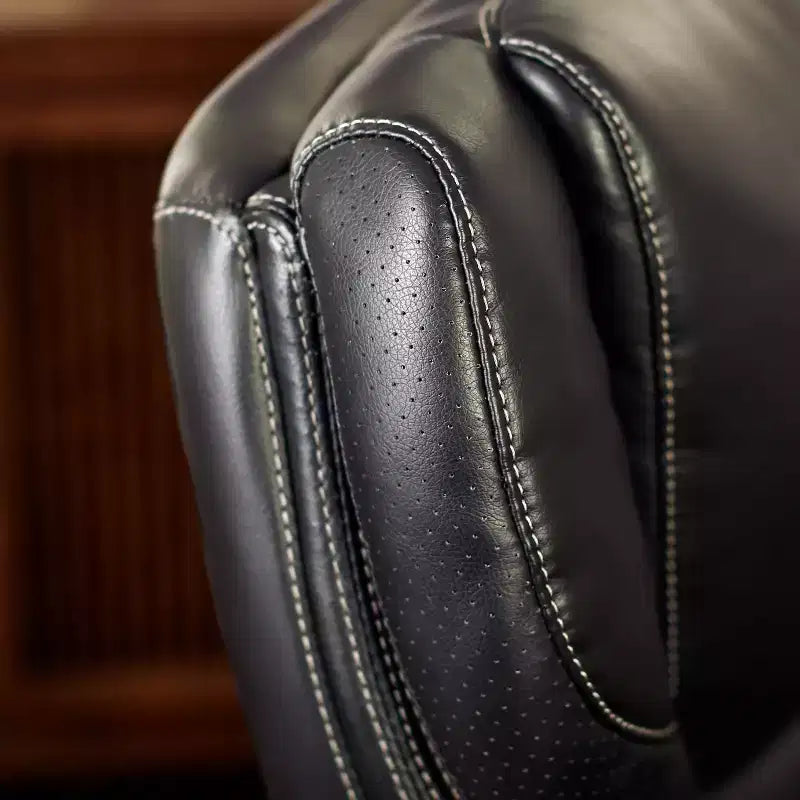 Chaise de bureau de direction en cuir reconstitué noir - Serta : mousse haute densité, accoudoirs fixes, cadre en bois