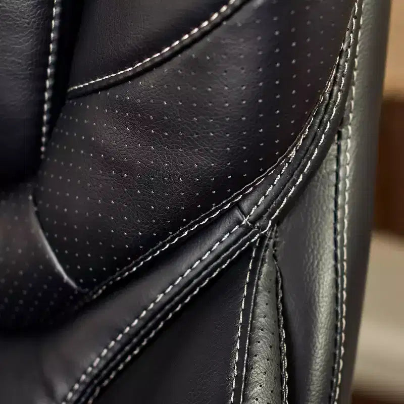 Chaise de bureau de direction en cuir reconstitué noir - Serta : mousse haute densité, accoudoirs fixes, cadre en bois