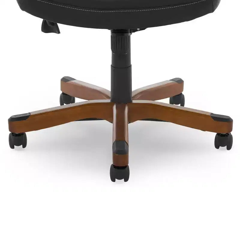 Chaise de bureau de direction en cuir reconstitué noir - Serta : mousse haute densité, accoudoirs fixes, cadre en bois
