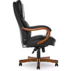 Chaise de bureau de direction en cuir reconstitué noir - Serta : mousse haute densité, accoudoirs fixes, cadre en bois