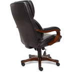 Chaise de bureau de direction en cuir reconstitué noir - Serta : mousse haute densité, accoudoirs fixes, cadre en bois