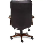 Chaise de bureau de direction en cuir reconstitué noir - Serta : mousse haute densité, accoudoirs fixes, cadre en bois