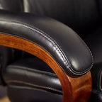 Chaise de bureau de direction en cuir reconstitué noir - Serta : mousse haute densité, accoudoirs fixes, cadre en bois