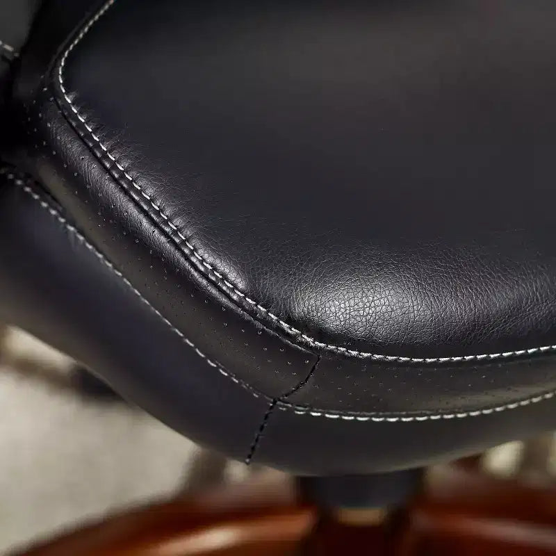 Chaise de bureau de direction en cuir reconstitué noir - Serta : mousse haute densité, accoudoirs fixes, cadre en bois