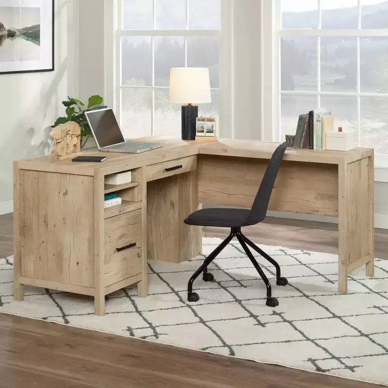 Bureau d'angle 2 tiroirs Chêne prime