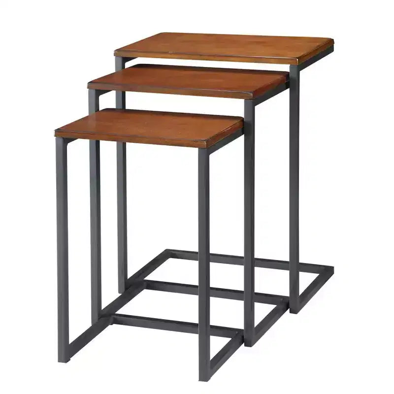 Ensemble de 3 tables gigognes Carolina Caroline, Noyer