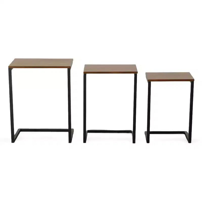 Ensemble de 3 tables gigognes Carolina Caroline, Noyer