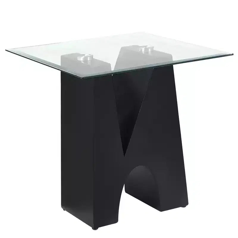 Riverpoint Modern Square End Table Clear/Black - HOMES: Inside + Out: Steel Frame, Tempered Glass Top