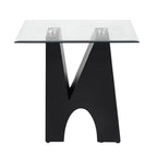 Table d'appoint carrée moderne transparent/noir – Structure en acier, Plateau en verre trempé