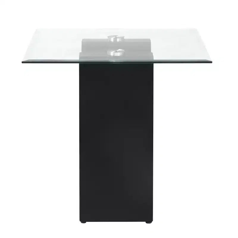 Table d'appoint carrée moderne transparent/noir – Structure en acier, Plateau en verre trempé