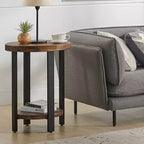 Alaterre Furniture Table d'appoint ronde Pomona de 27 pouces de diamètre Rustic Natural : Bois massif, pieds en métal, étagère inférieure fixe, finition teintée