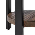 Alaterre Furniture Table d'appoint ronde Pomona de 27 pouces de diamètre Rustic Natural : Bois massif, pieds en métal, étagère inférieure fixe, finition teintée