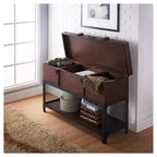 MAISON : Intérieur + Extérieur Table basse de style malle Millan Noyer vintage : Meuble d'entrée avec étagère de rangement à plateau relevable