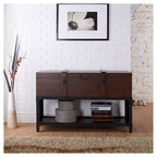 MAISON : Intérieur + Extérieur Table basse de style malle Millan Noyer vintage : Meuble d'entrée avec étagère de rangement à plateau relevable
