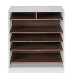 RANGEMENT : Intérieur + Extérieur Meuble à chaussures contemporain Farrar Brun Châtaigne/Blanc : Placage en bois MDF, rangement 16 paires, étagères réglables