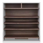 RANGEMENT : Intérieur + Extérieur Meuble à chaussures contemporain Farrar Brun Châtaigne/Blanc : Placage en bois MDF, rangement 16 paires, étagères réglables