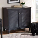 Meuble de rangement pour chaussures en bois, collection Coolidge, finition gris foncé - Baxton Studio : MDF composite, organiseur 12 paires, autoportant