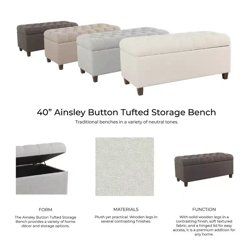 Banc de rangement capitonné Ainsley – HomePop