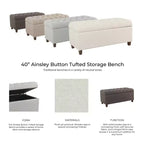 Banc de rangement capitonné Ainsley – HomePop