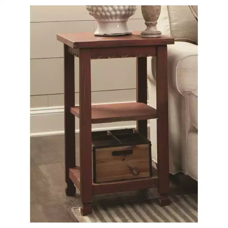 Table d'appoint en bois à 2 étagères Country Cottage, finition antique - Alaterre Furniture