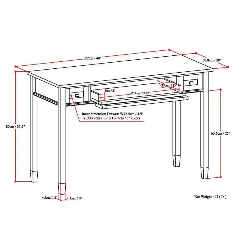 Bureau en bois massif Norfolk 48 - WyndenHall