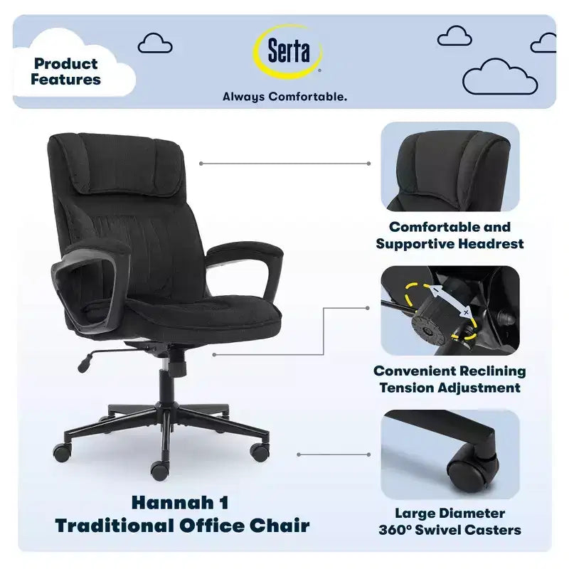 Chaise de bureau Style Hannah - Serta