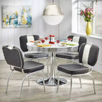 Ensemble de salle à manger Buylateral Raleigh Rétro 5 pièces, base chromée et chaises en similicuir