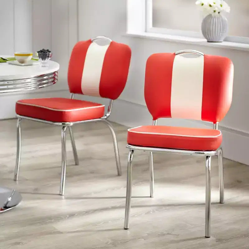Ensemble de salle à manger Buylateral Raleigh Rétro 5 pièces, base chromée et chaises en similicuir