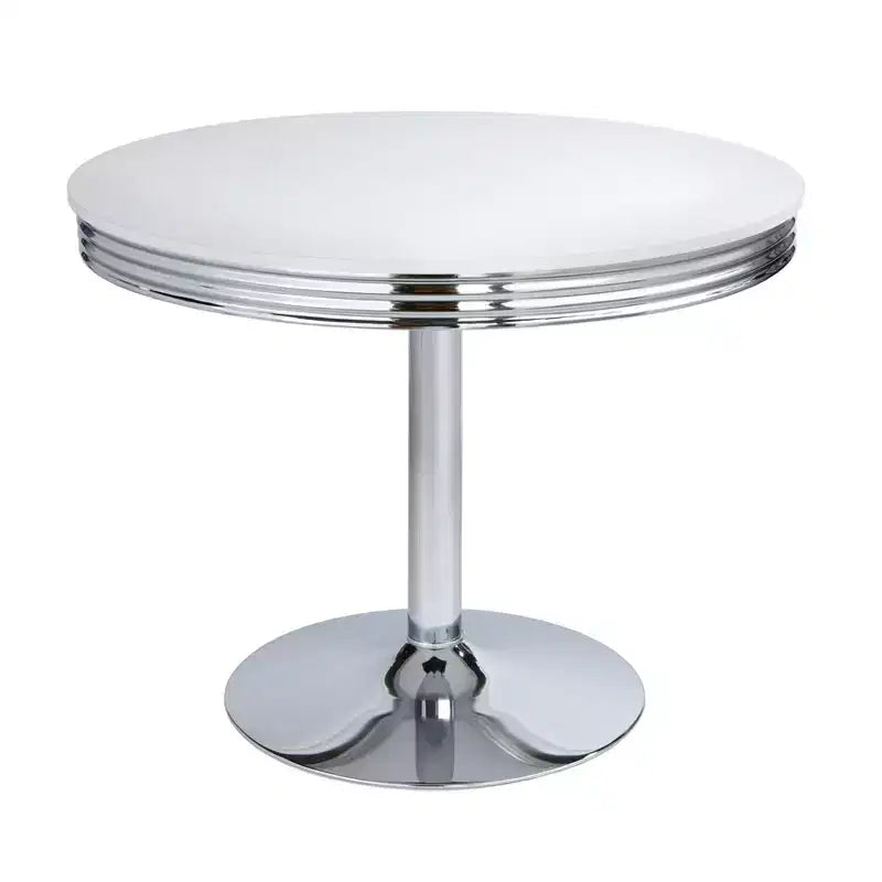 Ensemble de salle à manger Buylateral Raleigh Rétro 5 pièces, base chromée et chaises en similicuir