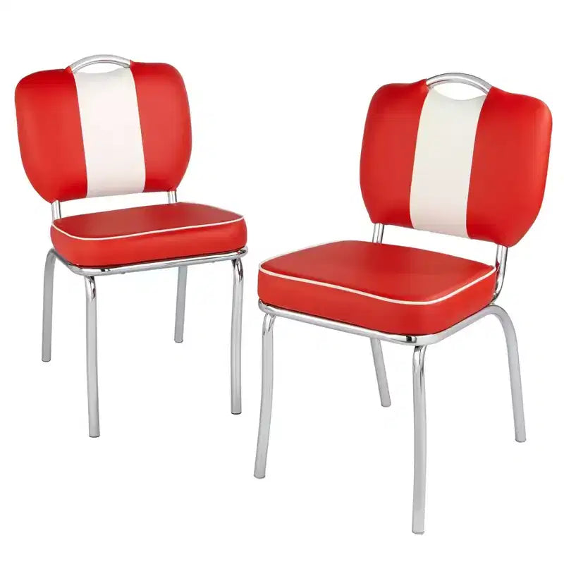 Ensemble de salle à manger Buylateral Raleigh Rétro 5 pièces, base chromée et chaises en similicuir