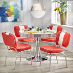 Ensemble de salle à manger Buylateral Raleigh Rétro 5 pièces, base chromée et chaises en similicuir