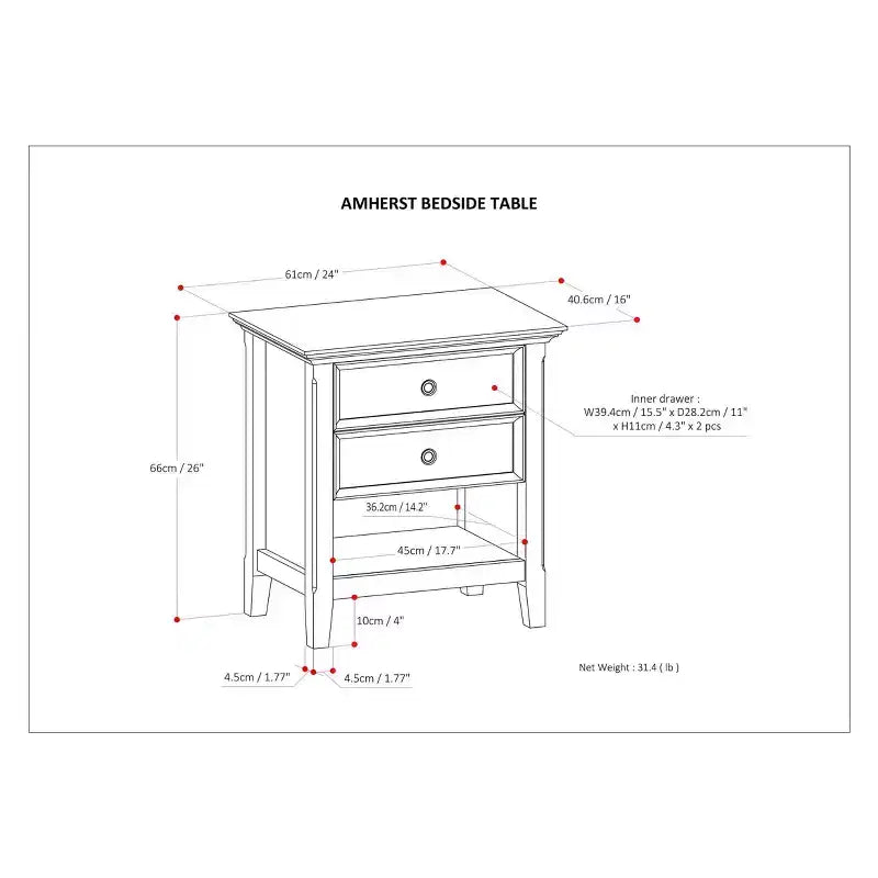 Table de chevet Halifax - WyndenHall