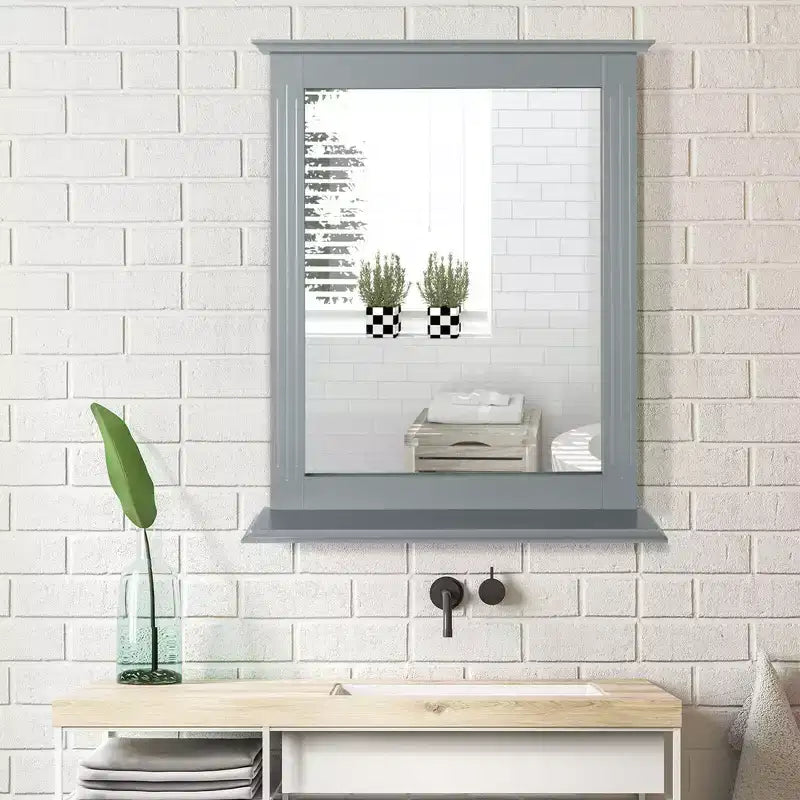 Miroir mural de salle de bain avec étagère Miroir de courtoisie et de maquillage polyvalent