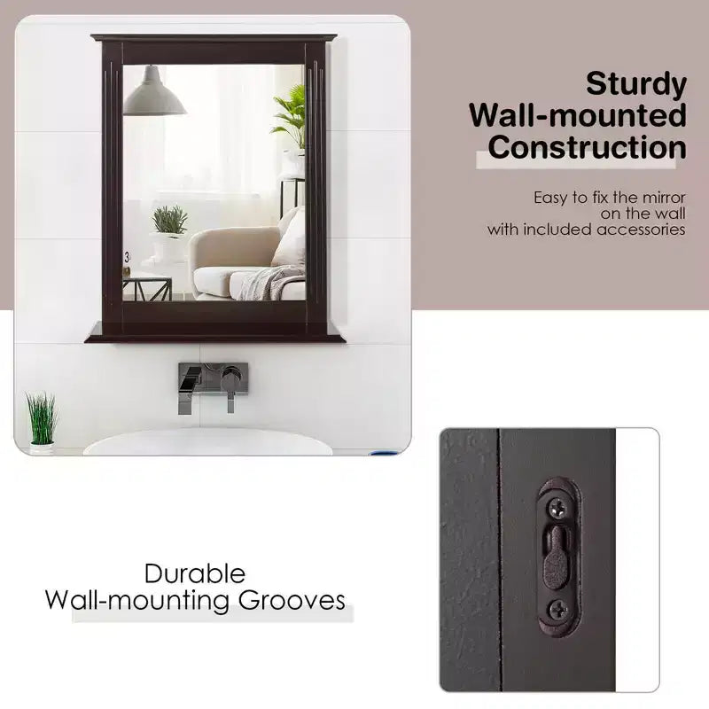 Miroir mural de salle de bain avec étagère Miroir de courtoisie et de maquillage polyvalent