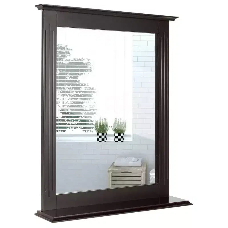 Costway Bathroom Wall-Mounted Mirror W/Shelf Vanity Makeup Mirror Multipurpose