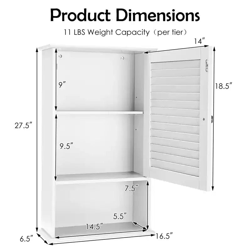 Armoire Murale de Rangement pour Salle de Bain 70 cm de Hauteur Réglable