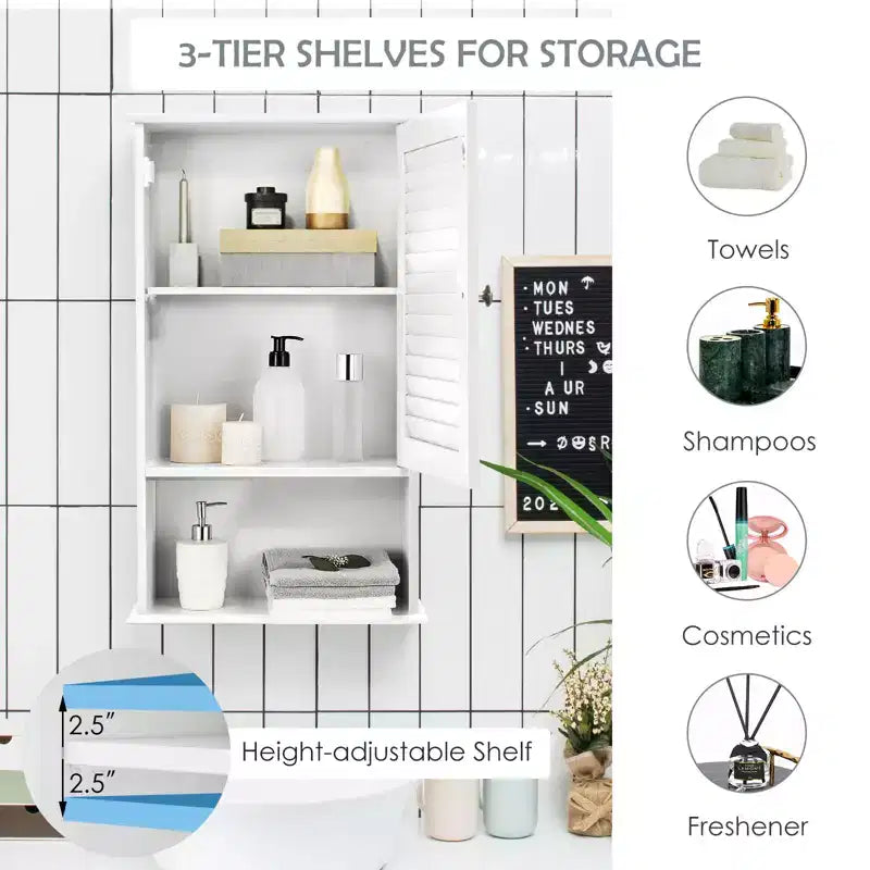 Armoire Murale de Rangement pour Salle de Bain 70 cm de Hauteur Réglable