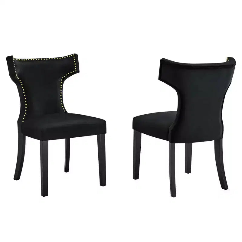Set of 2 Curve Performance Velvet Dining Chairs - Modway