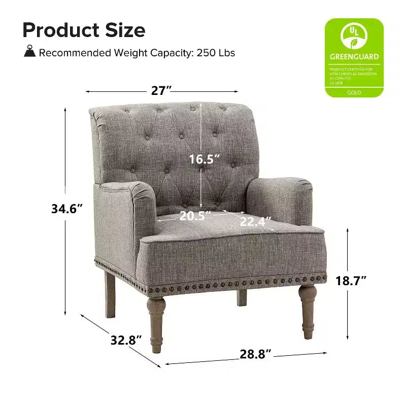 Fauteuil aux pieds sculptés - Gris