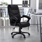 Fauteuil de bureau ergonomique de direction en LeatherSoft à dossier haut avec accoudoirs