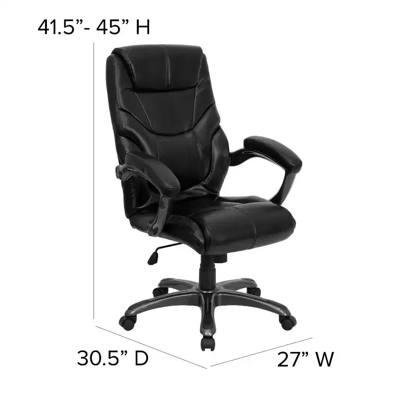 Fauteuil de bureau ergonomique de direction en LeatherSoft à dossier haut avec accoudoirs