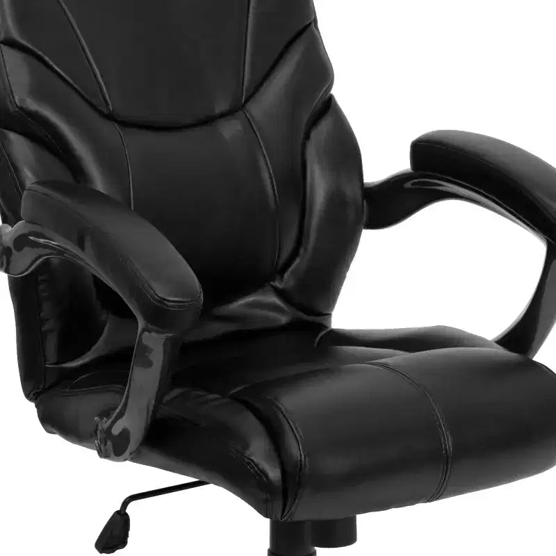 Fauteuil de bureau ergonomique de direction en LeatherSoft à dossier haut avec accoudoirs