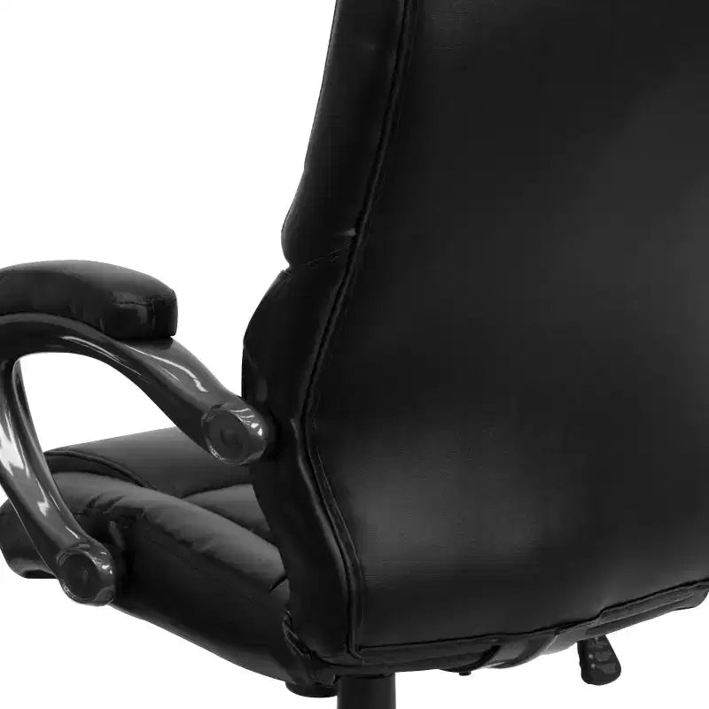 Fauteuil de bureau ergonomique de direction en LeatherSoft à dossier haut avec accoudoirs
