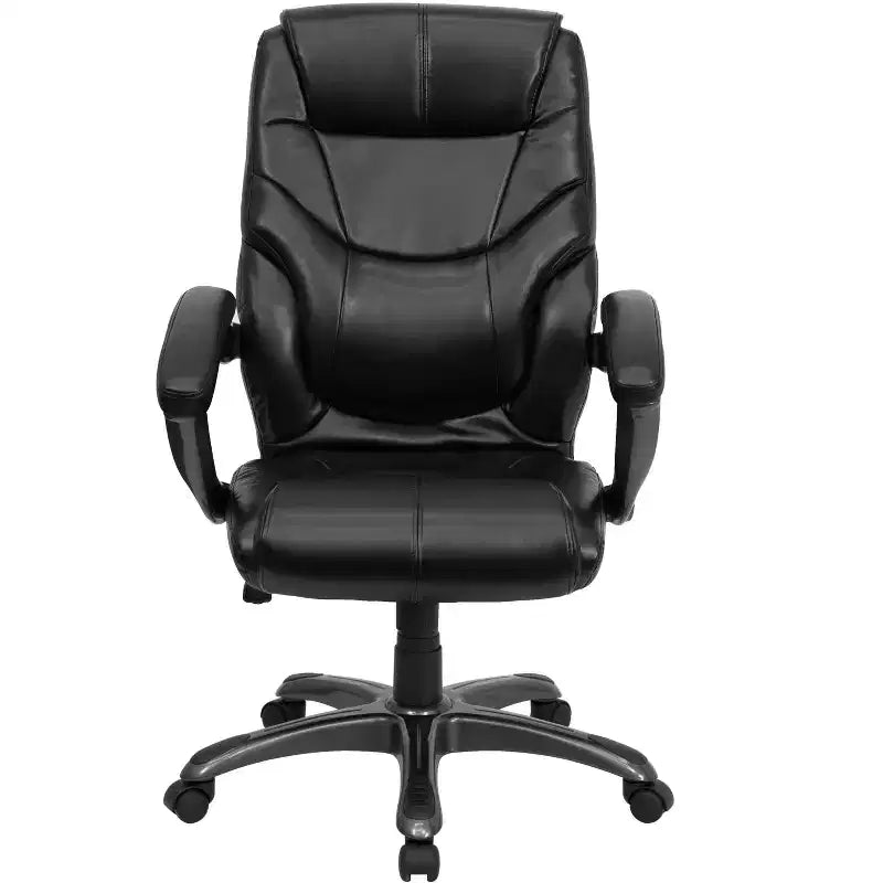 Fauteuil de bureau ergonomique de direction en LeatherSoft à dossier haut avec accoudoirs