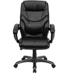 Fauteuil de bureau ergonomique de direction en LeatherSoft à dossier haut avec accoudoirs