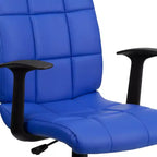 Chaise de bureau pivotante en vinyle matelassé mi-hauteur avec accoudoirs